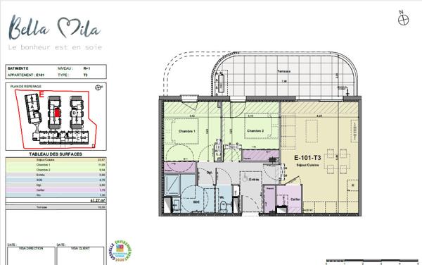 APPARTEMENT NEUF T3 - 61 M² - TERRASSE 16 M² - PARKING