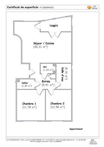 Appartement T3 avec un balcon fermé et une très belle vue