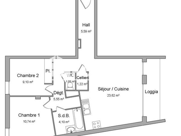 Location Appartement 3 pièces 60.93 m² - 51 AV ARCHITECTE CORDONNIER Lille 59000