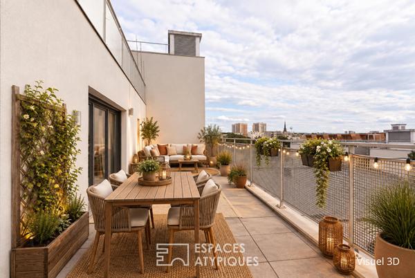 Appartement en étage élevé avec terrasse plein ciel