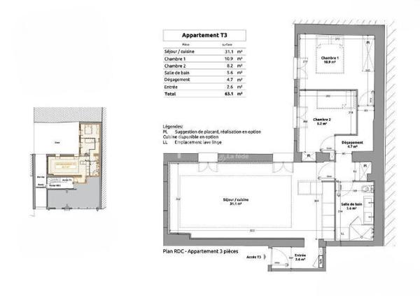 T3 refait à neuf, au centre-ville