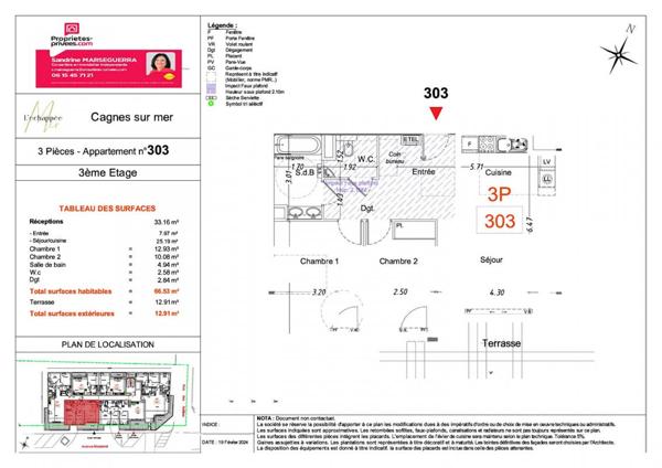 3  Pièces  - 66 m²  CROS DE CAGNES