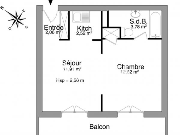 Location Studio 32.89 m² - 2 RUE EUGENE DELACROIX Albi 81000