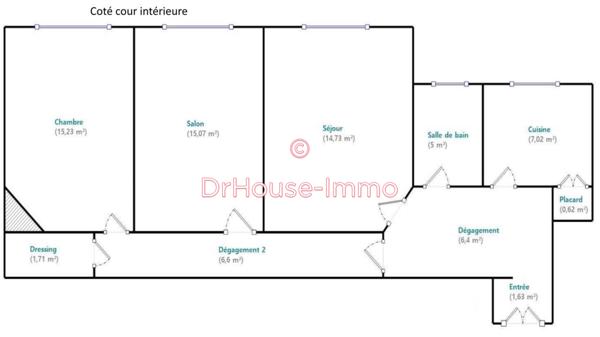 Appartement à vendre 3 pièces de 74 m²