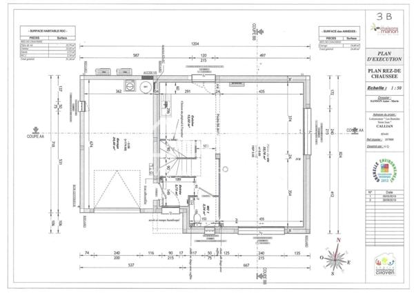 Maison individuelle d'environ 100m² avec garage fermé sur un terrain clôturé - 3 chambres