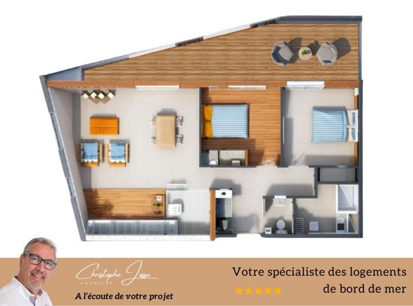 Appartement  3 pièces vue mer avec terrasse