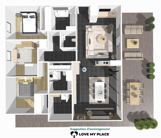 Gex (01170) Appartement en attique avec terrasse de 63 m2 / Vue imprenable
