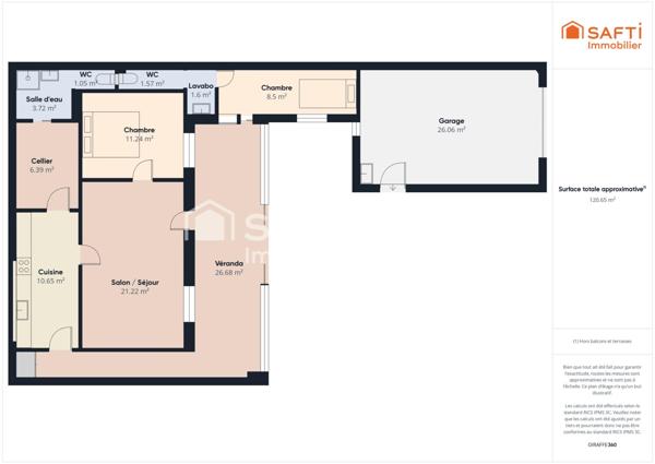 Maison 2 chambres Véranda Garage