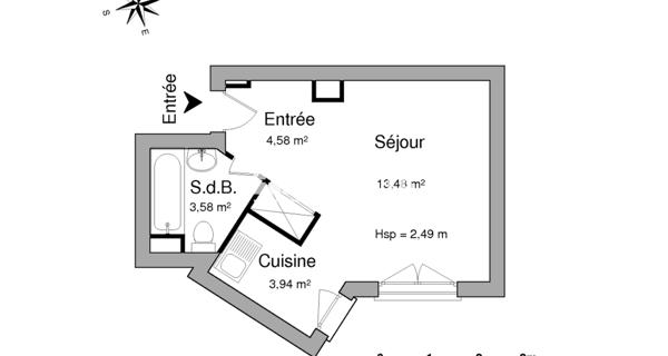 Location Studio 25.58 m² - Houilles 78800