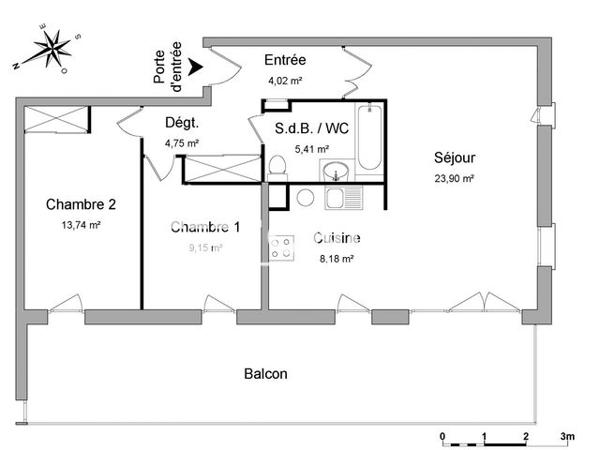 Location Appartement 3 pièces 69.15 m² - CARRE HARMONY Mantes La Jolie 78200
