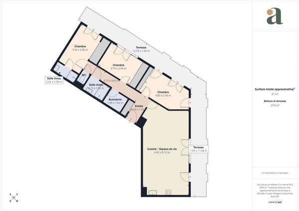 Appartement T4 lumineux Dernier étage et Grande terrasse en vente à Gujan-Mestras (33470)