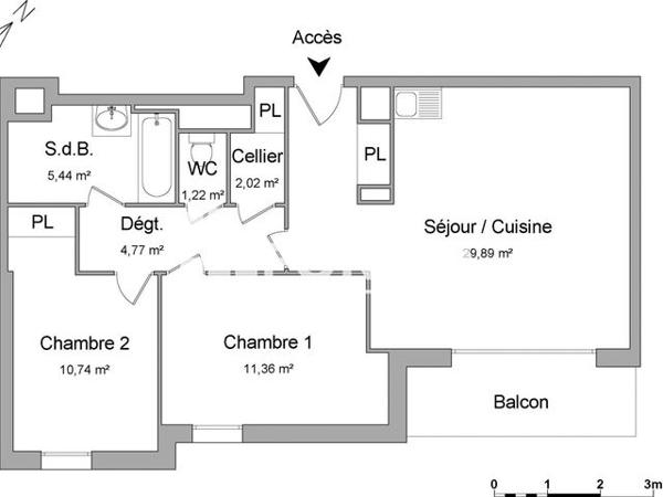 Location Appartement 3 pièces 65.44 m² - 30 RUE EMMUREES Rouen 76100