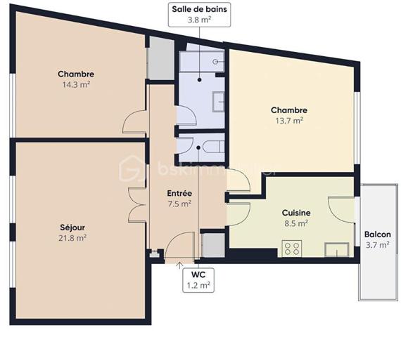 Appartement de 72,54 m²