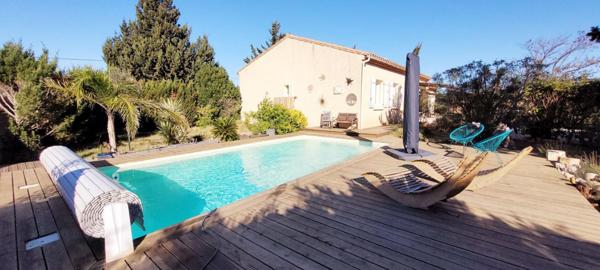 Villa T4 Plain pied piscine et double garage Salleles d'Aude