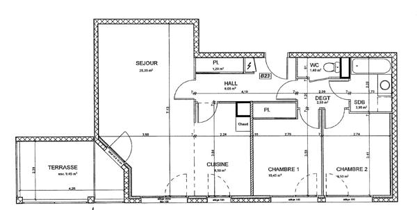 Appartement THONON LES BAINS 68.85 m²