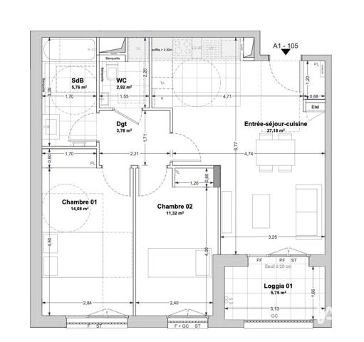 Appartement à vendre 3 pièces 65 m² La Rochelle