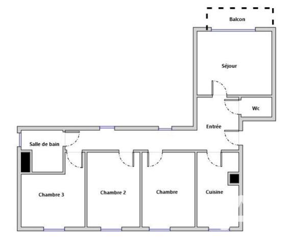 Appartement à vendre 4 pièces 63,92 m² Paris 17