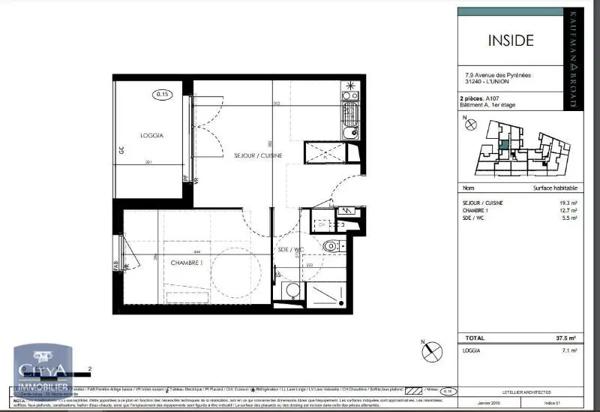 Appartement à louer 2 pièces 37.5m² L'Union (31240)