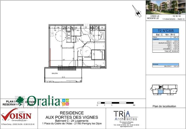 Appartement · Location Perrigny Les Dijon (21160) 2 pièces · 41m²