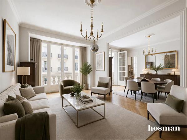 Appartement 4 pièces, 2 chambres de 82 m² avec double séjour traversant - Rue Mizon, Paris 15ème