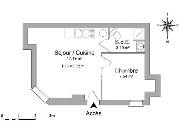 Location Appartement 2 pièces 26.7 m² - 18 RUE DE LA VIEILLE HORLOGE La Roche Sur Yon 85000