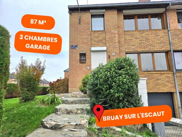 Maison semi-individuelle de 87 m² à vendre. 4 pièces. BRUAY SUR L'ESCAUT (59)