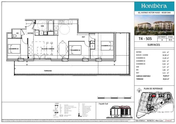 Appartement à vendre 4 pièces 76 m² Dax