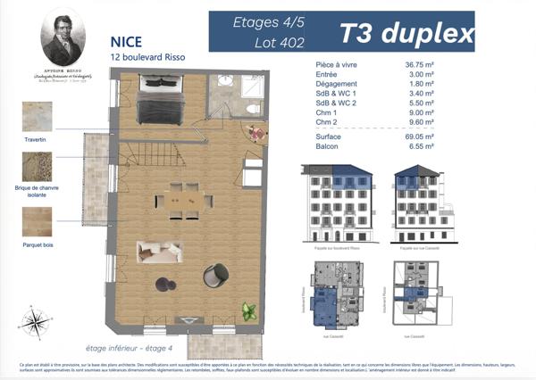 "Duplex T3 Neuf Climatisé – Angle Sud, Centre Nice"