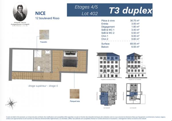 "Duplex T3 Neuf Climatisé – Angle Sud, Centre Nice"