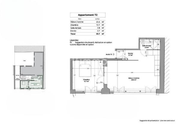 T2 "Esprit loft" refait à neuf