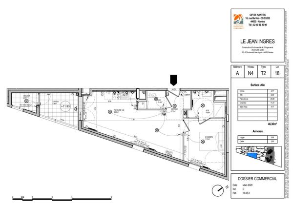 Appartement T2 NANTES Dervallières - 46.49 m2  628 Euros