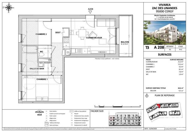 Appartement à vendre 3 pièces 61 m² Cergy