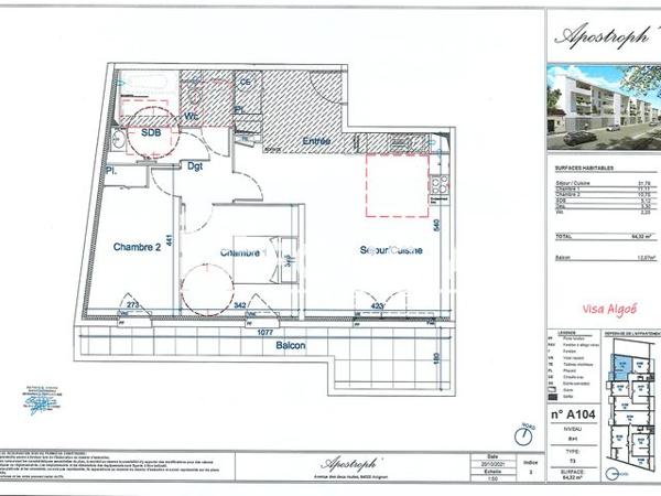 Location Appartement 3 pièces 64.3 m² - RESIDENCE APOSTROPH BAT A 18 AV DES DEUX ROUTES Avignon 84000
