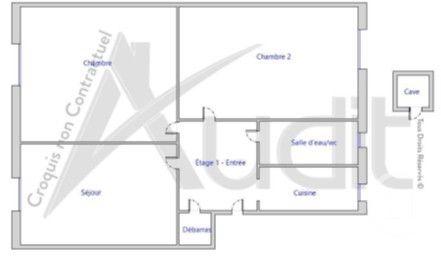 Appartement F3 à vendre  3 pièces - 45,63 m2 PARIS - 75017