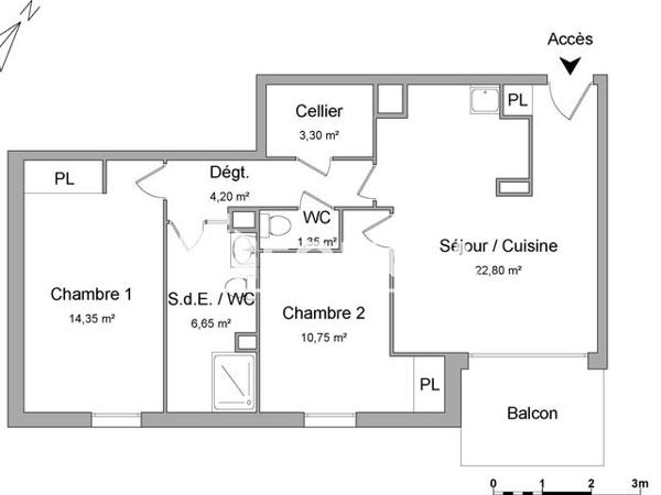 Location Appartement 3 pièces 63.4 m² - COUR VICTOR HUGO Cenon 33150