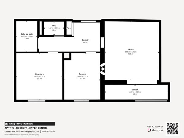 Vente appartement à Roscoff, 2 pièces 43.16m²