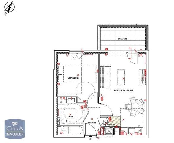 Appartement à louer 2 pièces 43.52m²