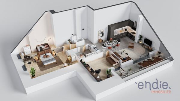 ROSENAU, Dernier étage ! Superbe F4 de 88m² avec Grande terrasse , garage double, parking et Carport .