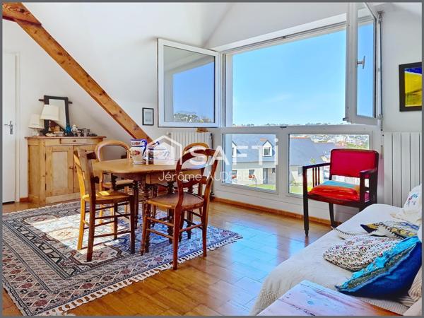 Vue dominante sur ERQUY, centre et plage à moins de 500m.