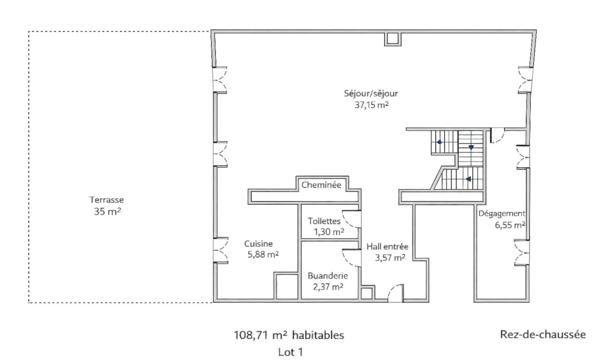BEAUREGARD . Duplex 4 pièces 109m2 habitables + terrasse, cave et 2 places de stationnement