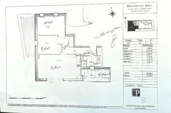 Appartement dernier étage Trois Pièces + Terrasse + Garage