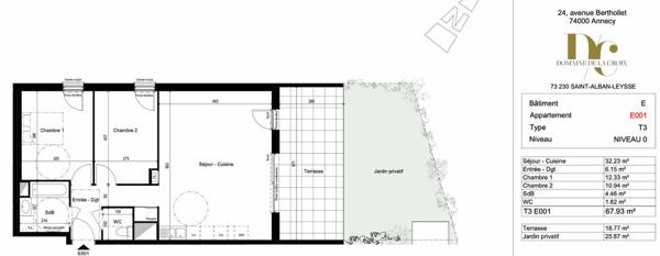 Exclusif - Appartement Saint Alban Leysse 3 pièces 68 m2 - terrasse
