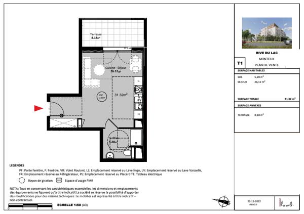 Monteux (84170) MONTEUX (84) studio meublé 31 m2