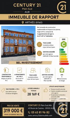 Immeuble à vendre  250 m 2   ALBI  - 81
