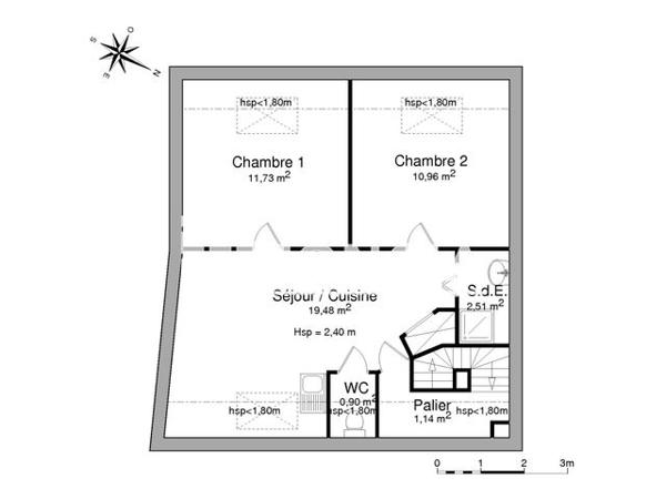 Location Appartement 3 pièces 46.72 m² - 16 RUE DUPLEIX Nantes 44100