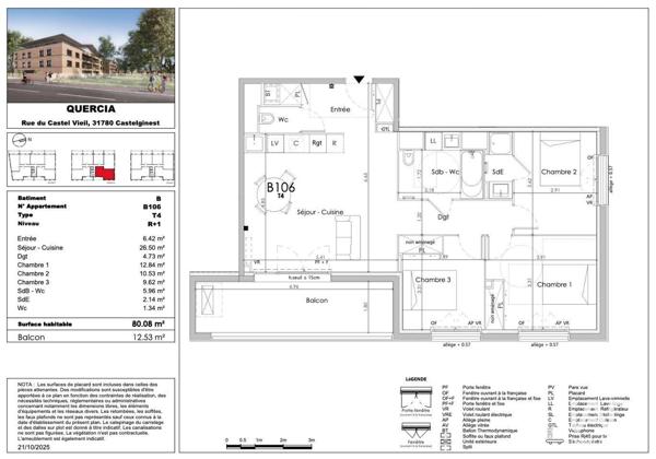 Appartement à vendre 4 pièces 80 m² Castelginest
