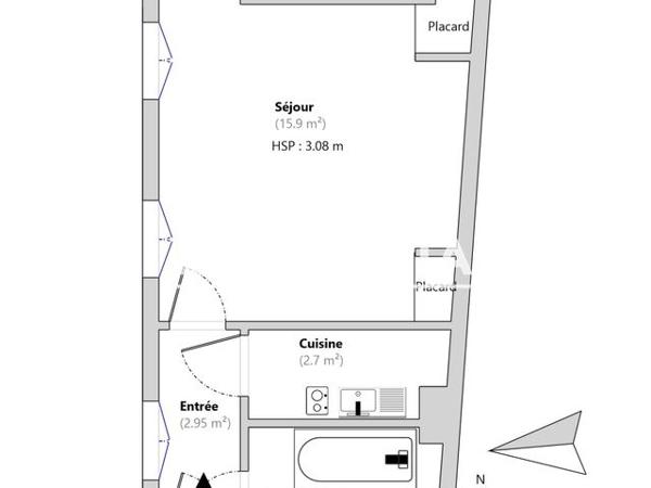 Location Studio 25 m² - 3 PLACE DE LA SORBONNE Paris 75005