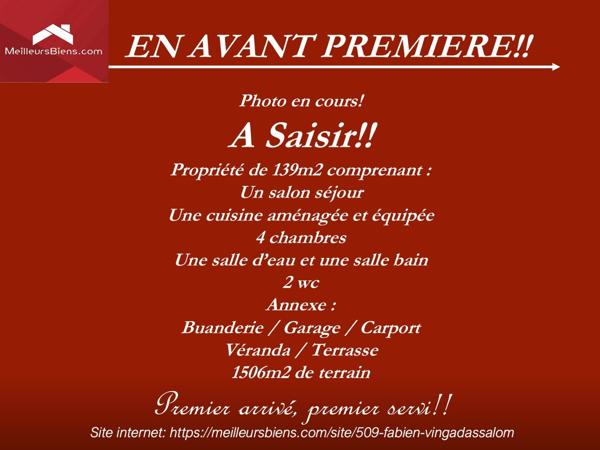 A SAISIR! Maison 4 chambres