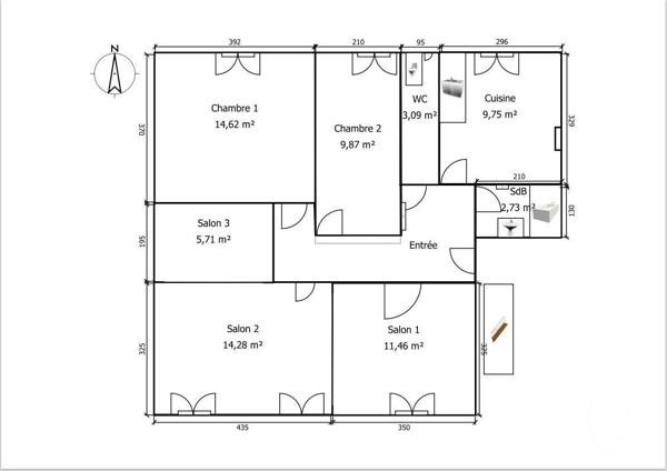 Appartement F4 à vendre  4 pièces - 82,84 m2 LYON - 69007