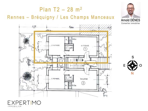 Appartement T2 confortable et lumineux Rennes Bréquigny / Les Champs Manceaux proche toutes commodités